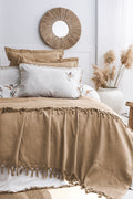 EVELINE Cotton Bedding Set with Bedcover / MUSTARD