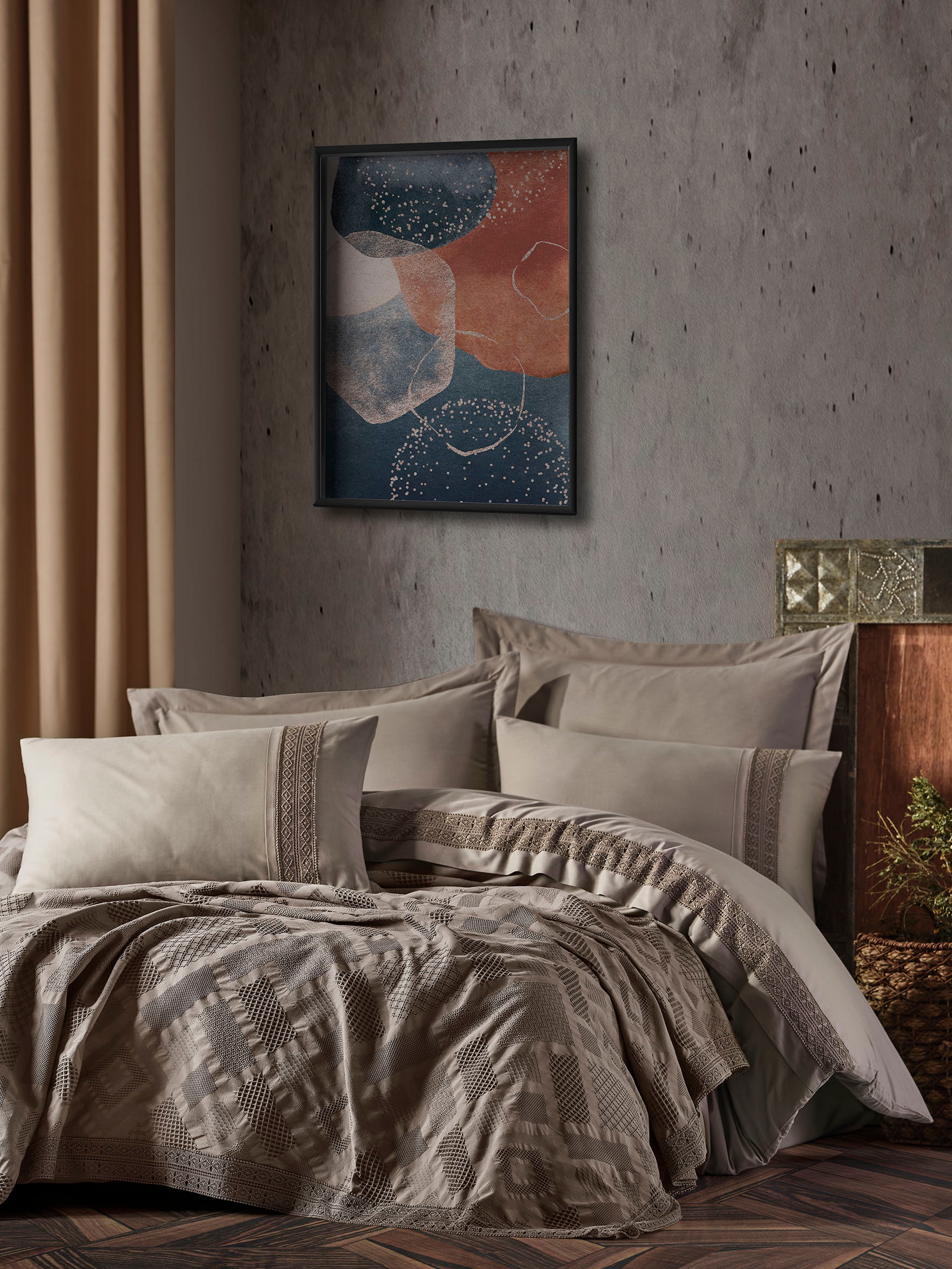 FREYA Cotton Bedding Set with Bedcover / MINK