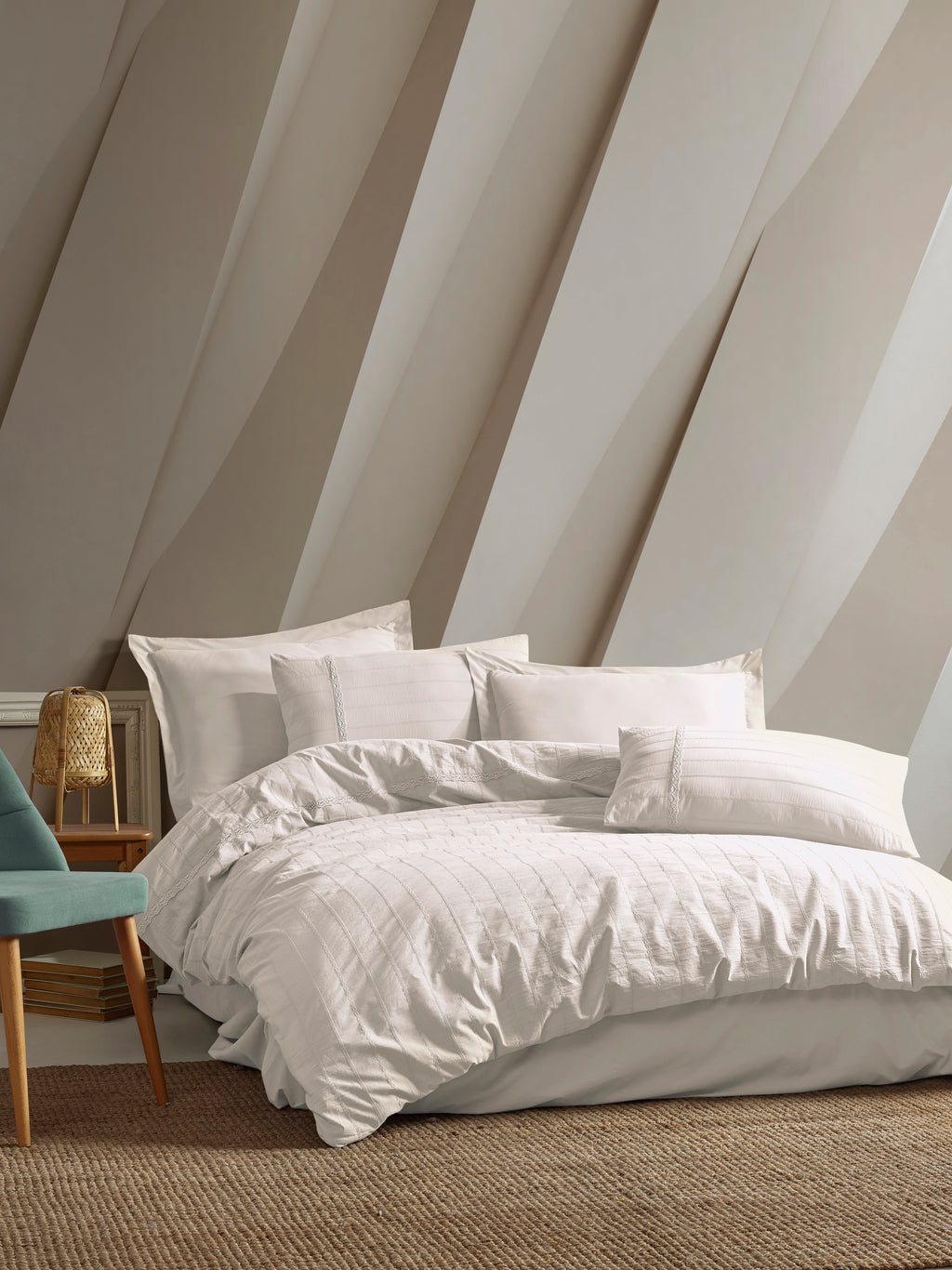JASMIN Jacquard Duvet Cover Set / CREAM