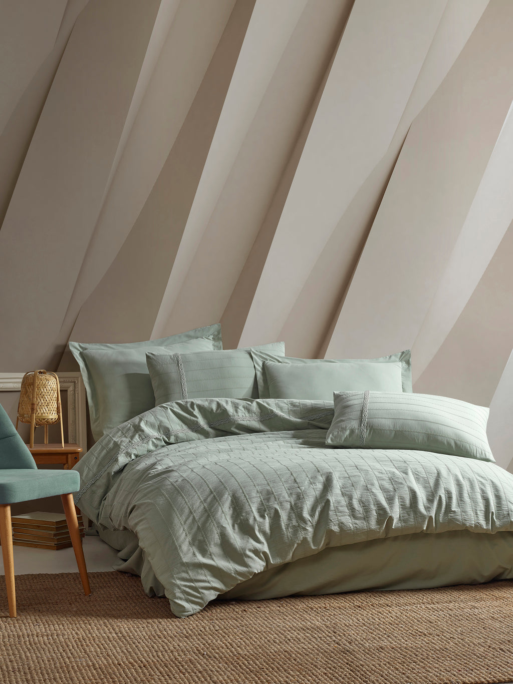 JASMIN Jacquard Duvet Cover Set / GREEN
