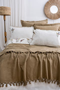 EVELINE Cotton Bedding Set with Bedcover / KHAKI